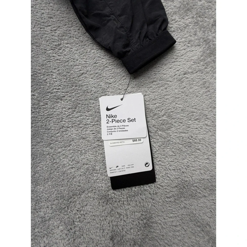 Nike Tracksuit Unisex Kids 5 Black Air 2 Piece Jacket Pants Set Nylon Zip‎